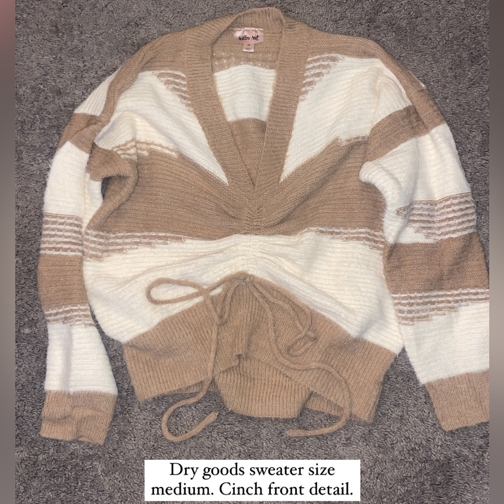 Dry goods striped sweater. Cinch front detail. Size medium. Worn once.
